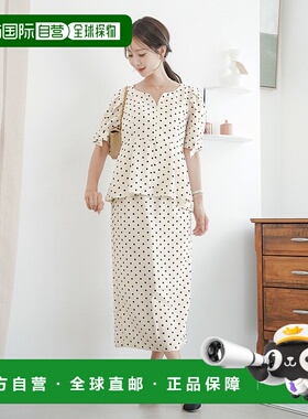 1h可退 日本直邮le reve vaniller 女士泡泡袖波点衬衫 袖口蝴蝶