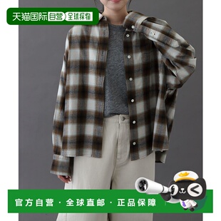 1h可退 日本直邮FORK&SPOON 女装 全棉宽松格纹衬衫 半贴袋设计 D