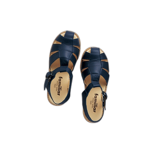 日本直邮日潮 familiar 简约舒适牛皮儿童凉鞋