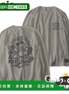 日本直邮Oraio 图案大号长款T恤RB猫XS码灰色