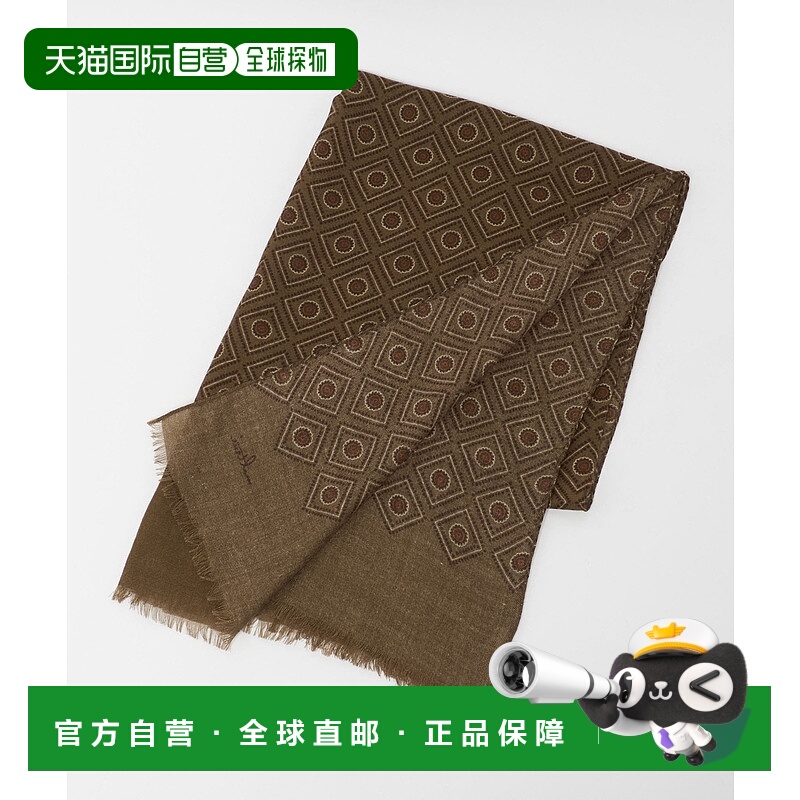 1h可退 日本直邮UNITED ARROWS 男装 方格印花羊绒丝混纺围巾 133