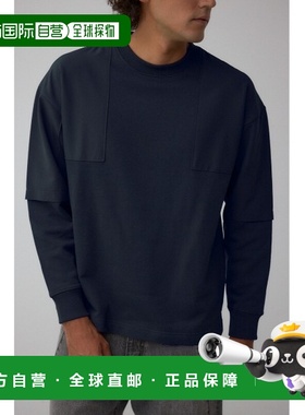 日本直邮AZUL BY MOUSSY 男士 异材质拼接休闲圆领长袖卫衣 251IA