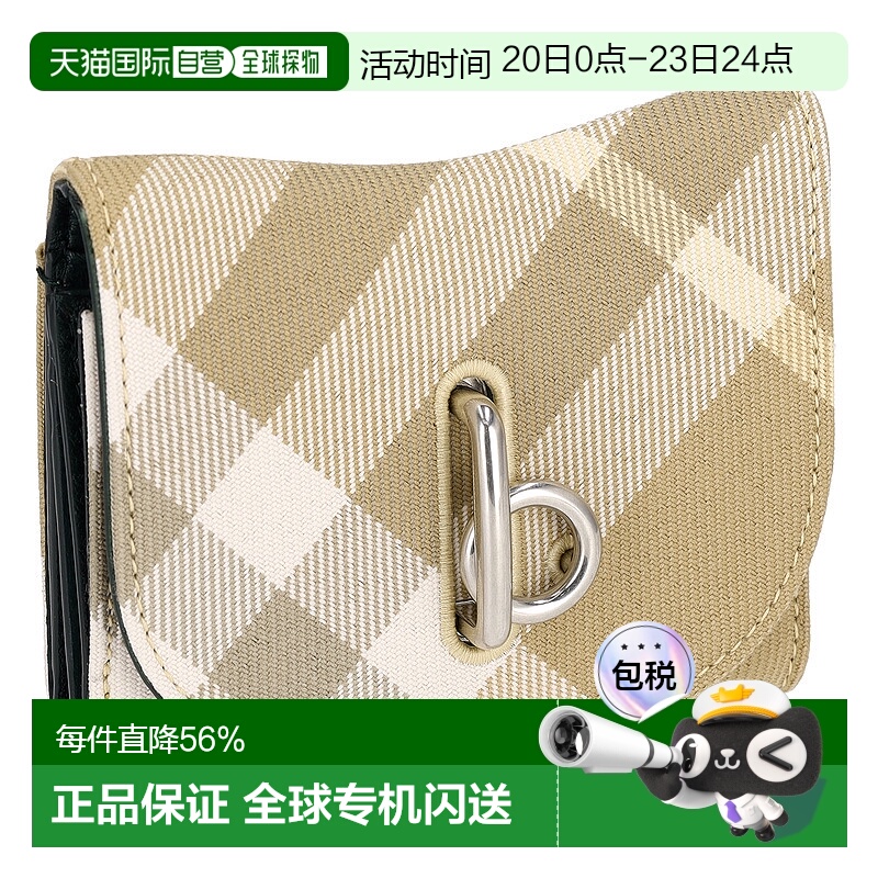 日本直邮BURBERRY博柏利三折钱包黑色女士经典大牌简约风时尚新款