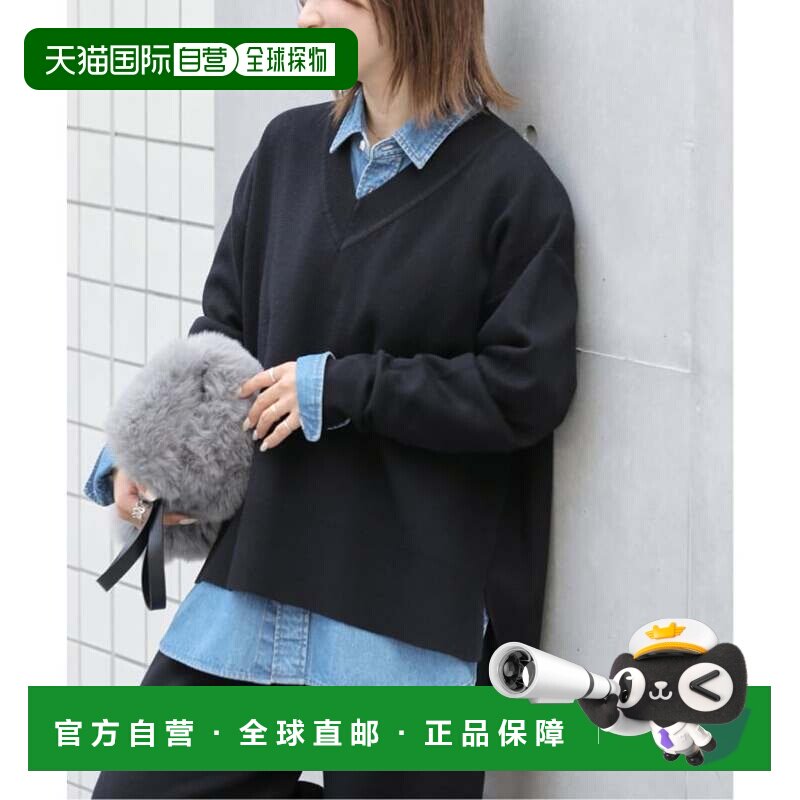 日本直邮JOURNAL STANDARD relume 可水洗羊毛混纺V领套头衫 黑色
