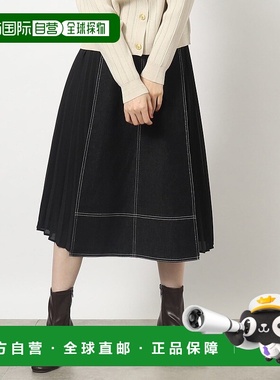 日本直邮grove 人气牛仔侧褶裙 GR1241EW40309 海军蓝色