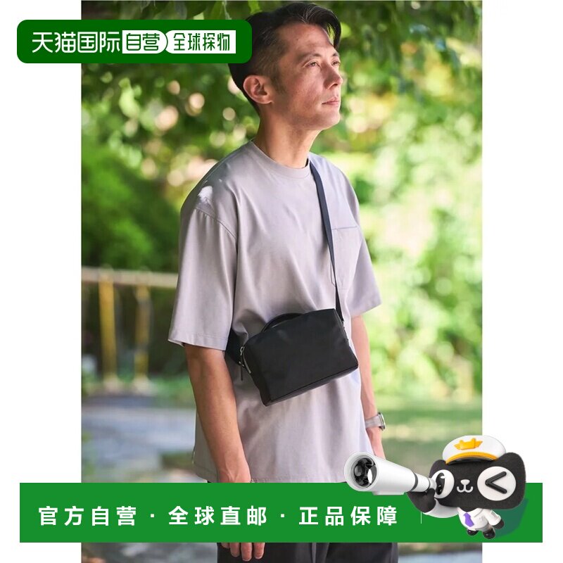日本直邮GLR 方形帆布肩包 手提包斜挎包单肩包黑色