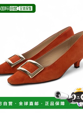 日本直邮日本直邮FABIO RUSCONI F1018F 橙色绒面革方头金属搭扣