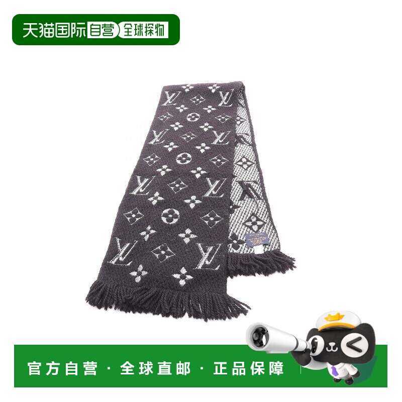 日本直邮中古LV路易威登女B级9新muffler羊毛围巾/丝巾黑色