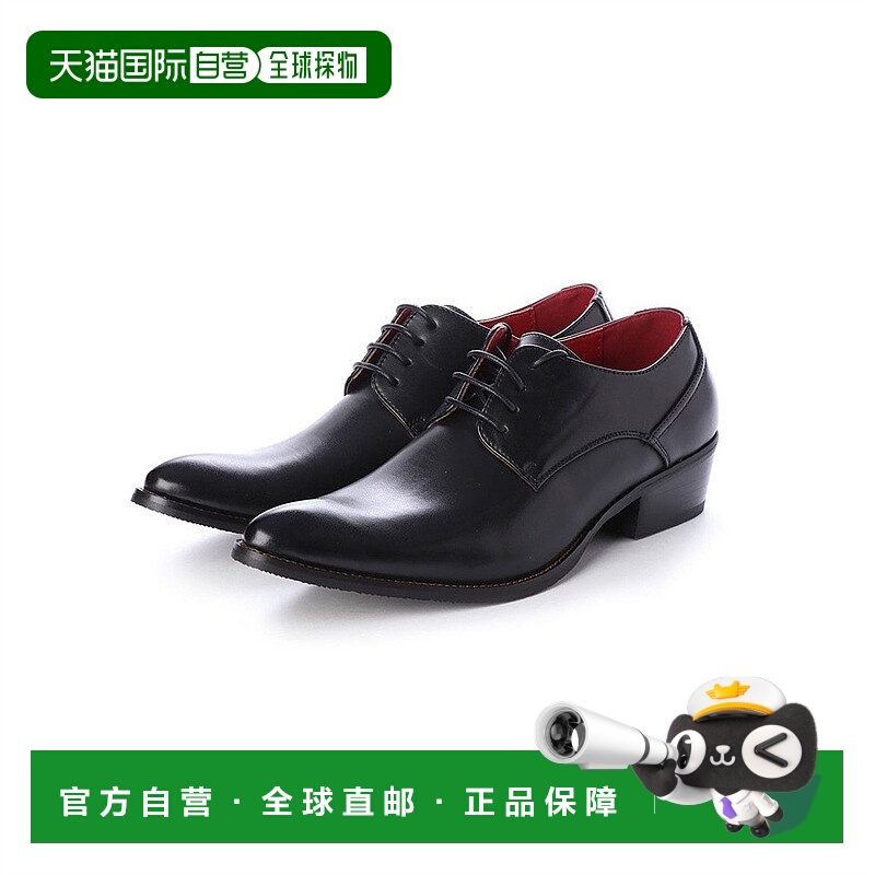 【日本直邮】Gino Zeeno 长鼻子商务鞋 素趾外羽系带 (黑色)皮鞋