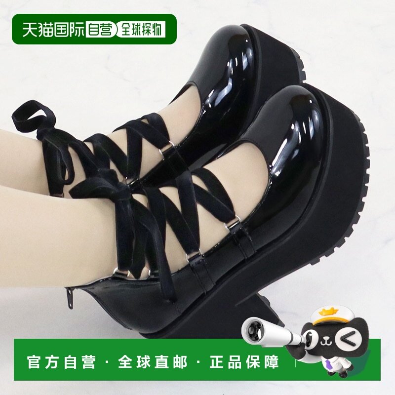 日本直邮LoveHunter 丝绒缎带蕾丝厚底高跟鞋 / 1646（黑色珐琅）,女鞋,时尚休闲鞋,淘宝优惠券,粉丝福利购,淘宝优惠卷