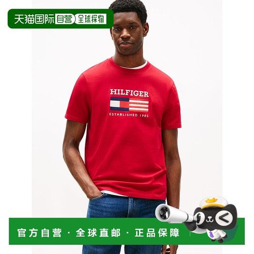 日本直邮TOMMY HILFIGER 美国风单图案旗帜盒式T恤 [TO3203EW0127