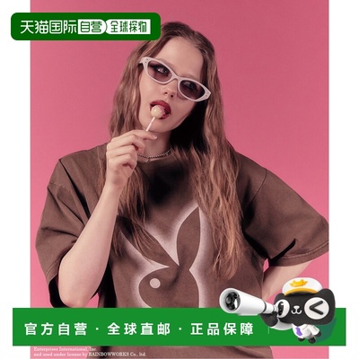 1h可退 日本直邮PLAYBOY 男女同款 全棉短袖T恤 蜕色兔子印花 105