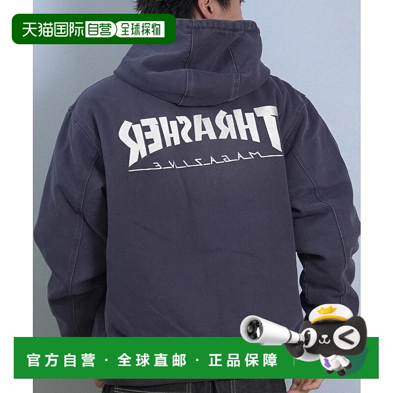 1h可退 日本直邮THRASHER 男女同款 全棉半拉链外套 胸前印花设计