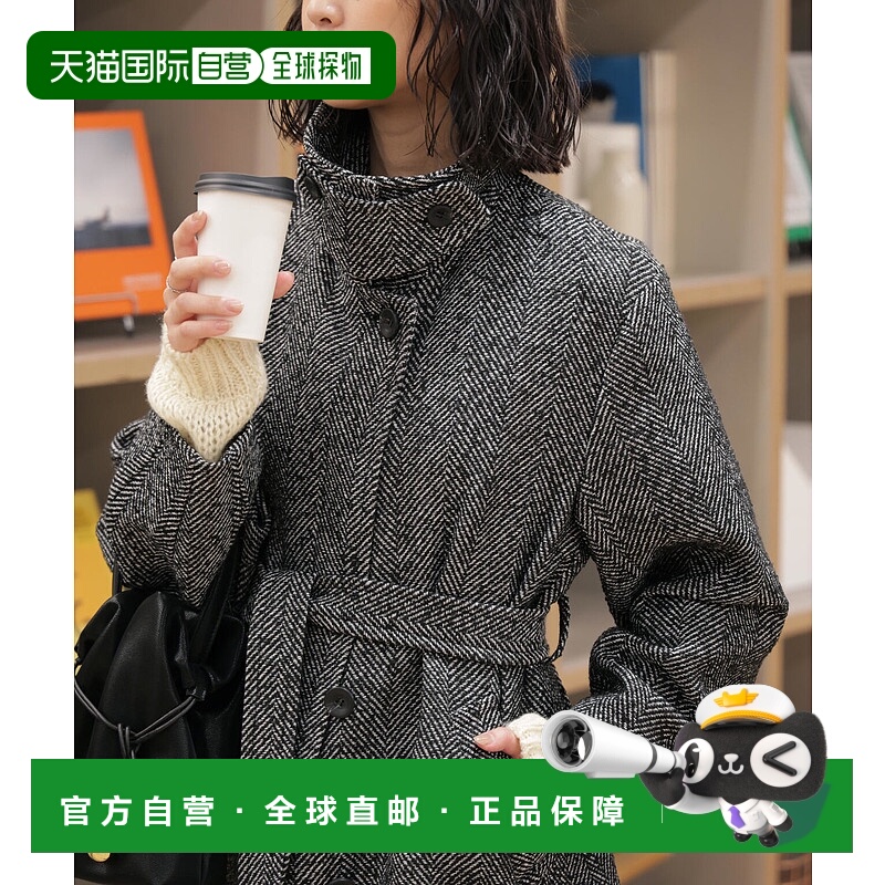 1h可退 日本直邮FREE'S MART 女士 中长款立领双面呢大衣 可拆卸