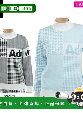 日本直邮Admiral 女士徽标提花图案混合长袖圆领毛衣 ADLA470 高