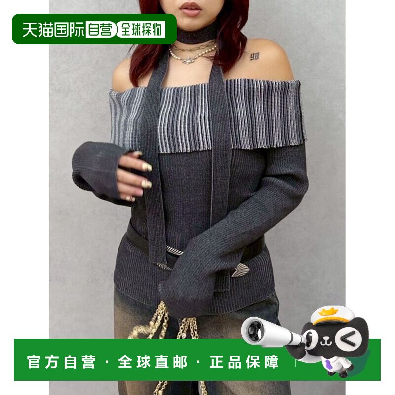 1h可退 日本直邮EVRIS 女装 针织上衣 荷叶边设计 透视肩部 37256