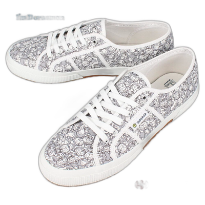 日本直邮Superga 运动鞋 我是哆啦A梦 2750 哆啦A梦重叠印花 白色