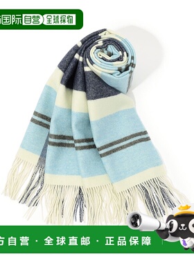 1h可退 日本直邮TOMORROWLAND 女士蓝色格纹羊绒围巾 33044604304