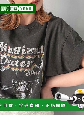 日本直邮Classical Elf 纯棉复古风猫咪印花大码T恤 [C04519EW012