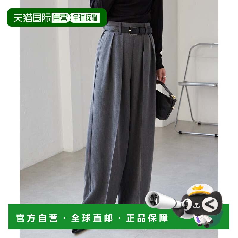 日本直邮优衣库 休闲裤 灰色西裤阔腿裤西装裤 - 实物图
