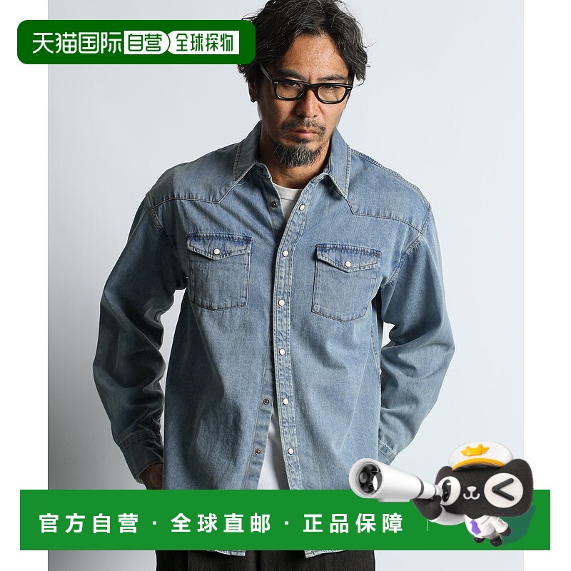 1h可退 日本直邮DUFFER男装8oz轻质丹宁西部衬衫 宽松复古水洗设