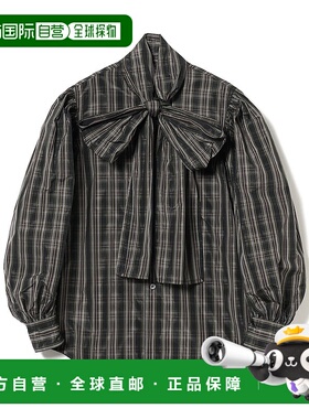 1h可退 日本直邮SOFIE D'HOORE 女士蝴蝶结泡泡袖格子衬衫 641101