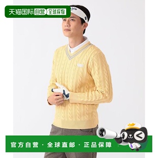 1h可退 日本直邮BEAMS GOLF PURPLE LABEL / 麻花编织提花V领毛衣