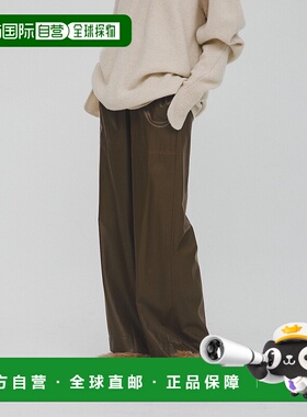 1h可退 日本直邮LAATO 女装 合成皮革 休闲宽松直筒裤 侧边撞色缝