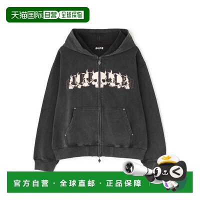 1h可退 日本直邮SUPPLIER 男女同款 骷髅皮革风拉链连帽衫 784613