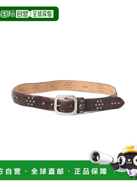 1h可退 日本直邮Double RL 男士牛皮铆钉皮带 38520034770新款