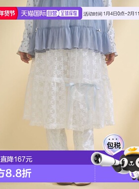 1h可退 日本直邮merry jenny 女装 蕾丝拼接缎带 透感A字裙 28261