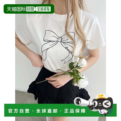 1h可退 日本直邮PHILLY女士大廓形刺绣大蝴蝶结T恤 PWC25SS054