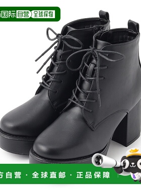 【日本直邮】Cst&P女士短靴黑色系带高跟皮质舒适时尚潮流简约