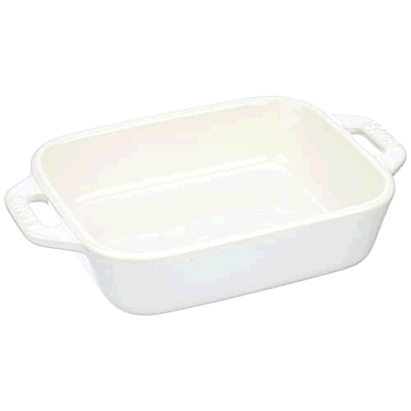 【日本直邮】Staub珐琅 焗饭盘长方形盘14x11cm 2件 象牙色 40508