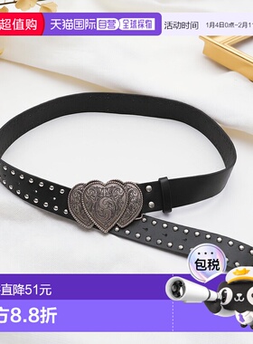 1h可退 日本直邮WEGO女士西部风格心形扣合成皮革腰带 MO25SS06SG