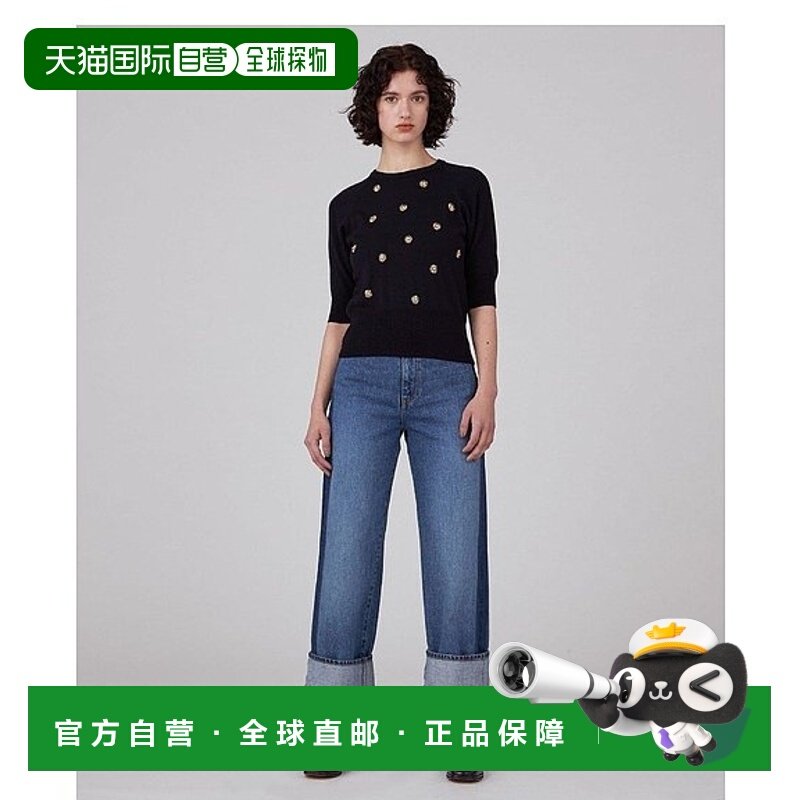 日本直邮TOMORROWLAND 羊毛镶钻 半袖套头衫针织衫,女装/女士精品,毛衣,淘宝优惠券,粉丝福利购,淘宝优惠卷