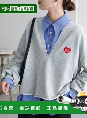 日本直邮Discoat女士V领贴布设计宽松卫衣 DCZ1052206A0007