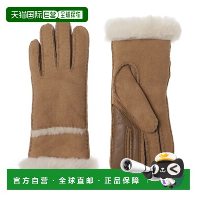 自营 UGG Australia 女士手套 17371 黑色羊皮接缝手套