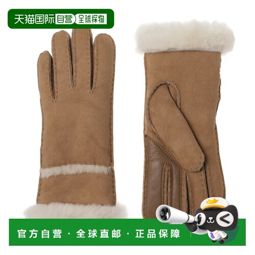 自营 UGG Australia 女士手套 17371 黑色羊皮接缝手套