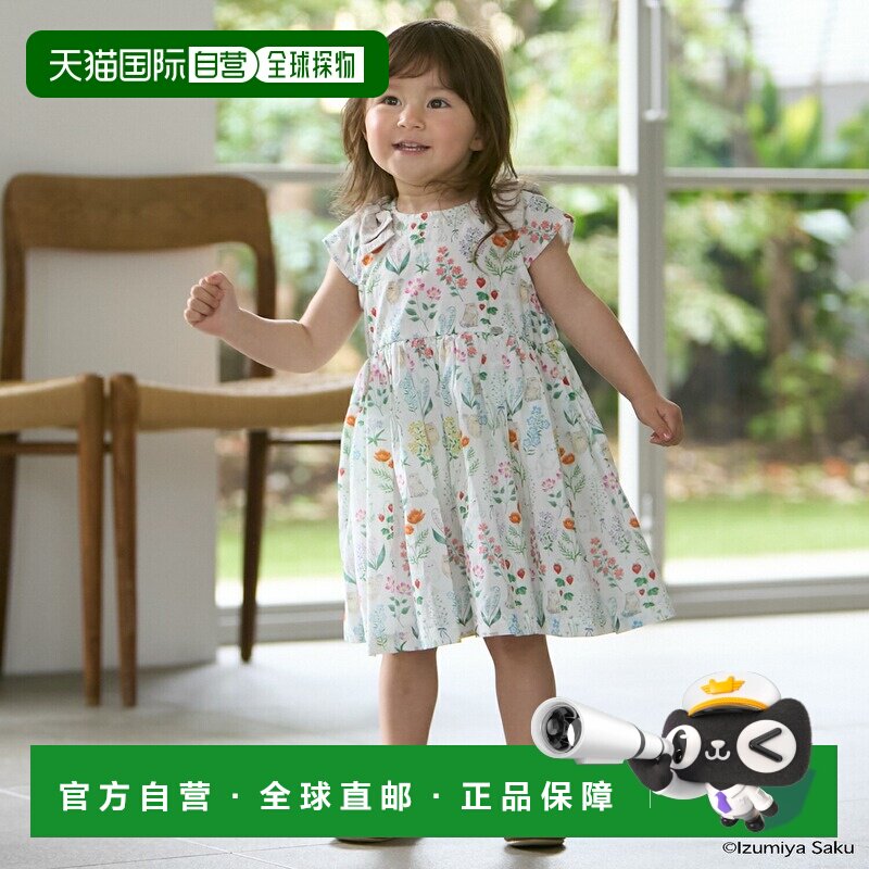 日本直邮petit main日本插画师联名猫咪印花连衣裙2026新款女童