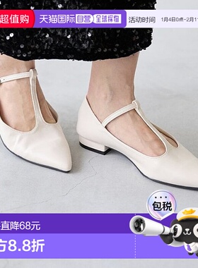 日本直邮Menue 华奢感细T带尖头浅口女鞋 ME8623BW02920 黑色单鞋