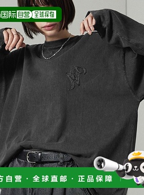 1h可退 日本直邮Alfred Alex 复古风格宽松破洞徽标长袖T恤 AAls6