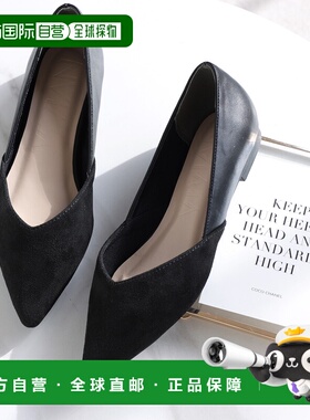 日本直邮VIVIAN 尖头V形开口平底鞋（黑色）高跟鞋单鞋一脚蹬