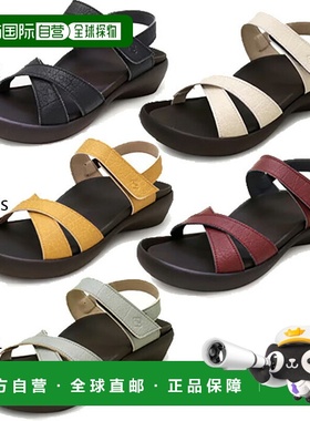 日本直邮Regetta 女士 RegettaCanoe 平底坡跟舒适凉鞋带橡胶鞋垫