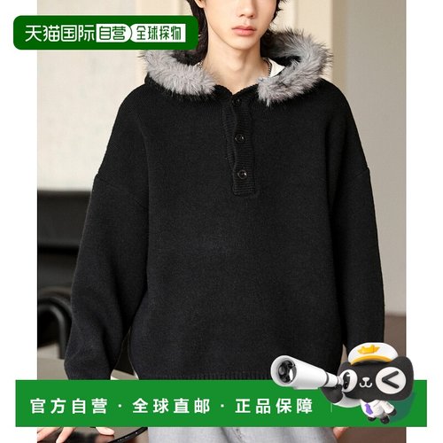 1h可退 日本直邮neos男女同款宽松假毛领亨利领针织套头衫 K1073