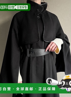 日本直邮JUNOAH PU皮革腰带立领外套 [JU5602EW006709]