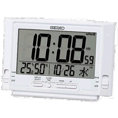 【日本直邮】Seiko Clock 闹钟 SQ320W 白珍珠 床头 书桌 客厅