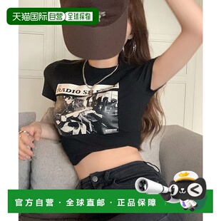 1h可退 日本直邮Shop Niko Niko 女士韩国风短款印花T恤 时尚Y2K