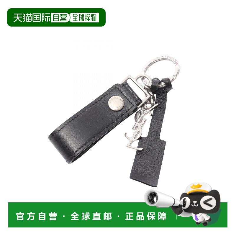 日本直邮中古YSL圣罗兰男S级99新key ring钥匙圈牛皮其他黑色蔻驰