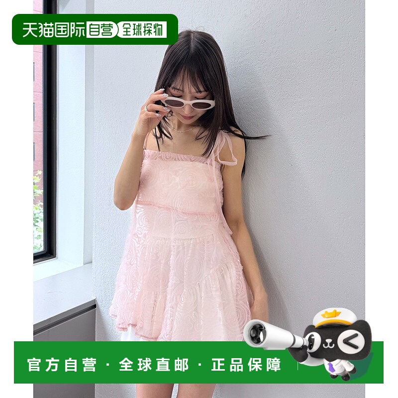 1h可退 日本直邮mline女装浪漫玫瑰蕾丝吊带衫 MLZ1052104A0005